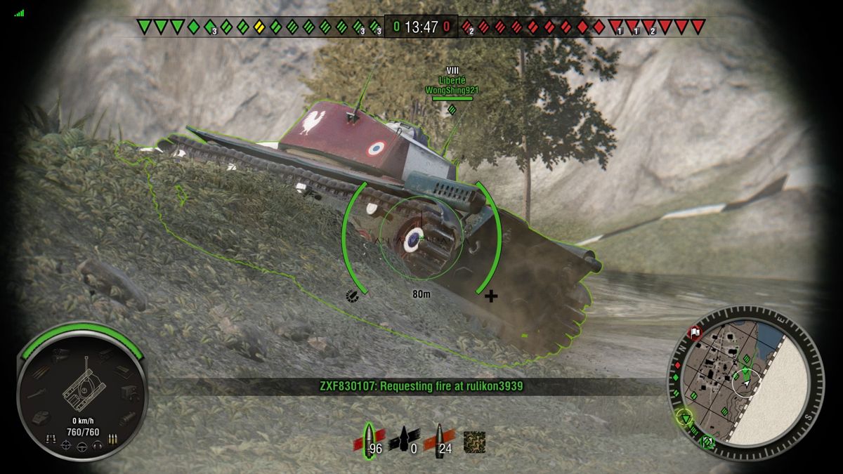 World of Tanks: Liberté (PlayStation 4) screenshot: Liberte tank climbing a small hill