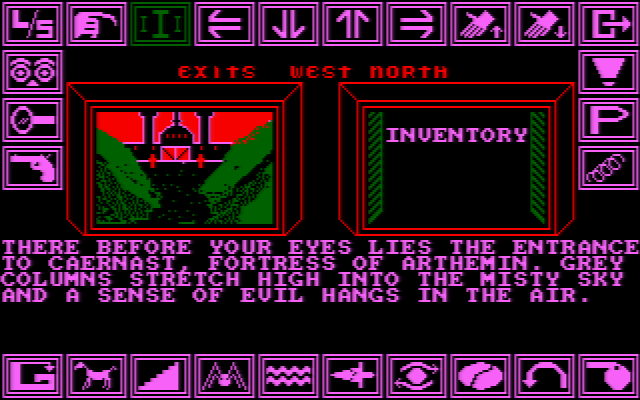 Shard of Inovar (Amstrad CPC) screenshot: A close up view of the evil one's den