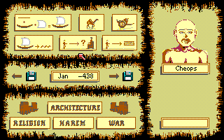 Day of the Pharaoh (DOS) screenshot: Main menu