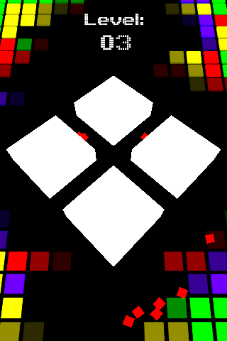 Cubo (iPhone) screenshot: Finish sequence correctly turns squares white