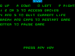 The Survivors (ZX Spectrum) screenshot: The controls