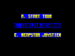 HKM (ZX Spectrum) screenshot: The main game menu with Kempston Joystick selected