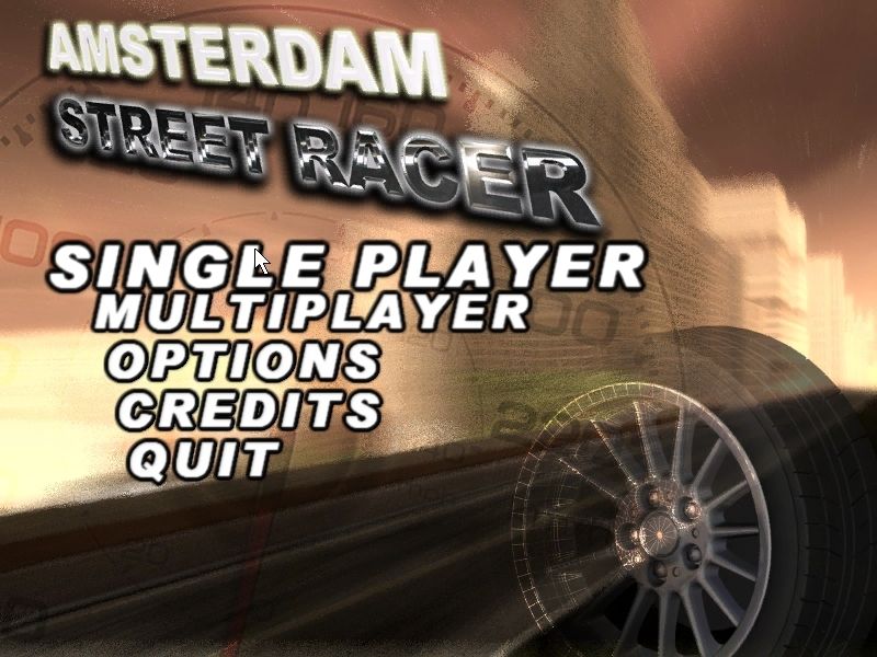Amsterdam Street Racer (Windows) screenshot: The main menu screen<br>With this game there is no fancy animated introduction