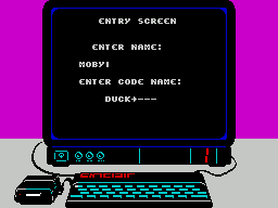 Snow Strike (ZX Spectrum) screenshot: Its important to choose a good name