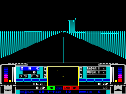 Snow Strike (ZX Spectrum) screenshot: The view prior to a land based take-off