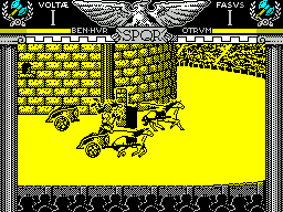 Coliseum (ZX Spectrum) screenshot: ... which means that the opponent can avoid the obstacle at the last minute