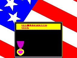 Snow Strike (ZX Spectrum) screenshot: ... and medal case. From here the player is taken back to the 'Welcome to the USS CPYX' screen