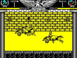 Coliseum (ZX Spectrum) screenshot: The course is littered with obstacles that are best avoided