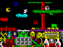 Underground (ZX Spectrum) screenshot: This is the game. The player has control of the little white thing.