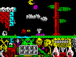 Underground (ZX Spectrum) screenshot: Shooting anything red seems to make it freeze for a second or two