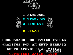 The A-Team (ZX Spectrum) screenshot: This is the game's main menu. There is no option to redefine the action keys