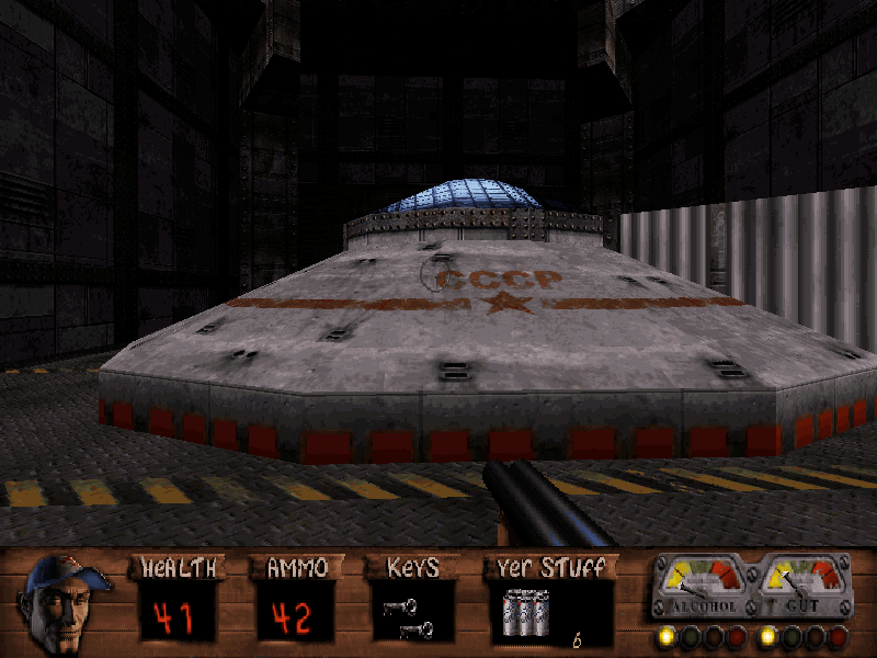 Redneck Rampage Rides Again (DOS) screenshot: Soviet made flying saucer