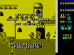 The A-Team (ZX Spectrum) screenshot: Last life gone - game over There's no Hi-Score table, just the current & record scores on the game screen. From here its back to the game menu