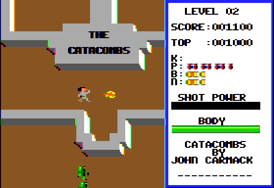 Catacomb (Apple II) screenshot: Stored-up super-shot on level 2