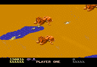 Desert Falcon (Atari 7800) screenshot: From some point colors on random-generated levels begin to repeat in endless loop