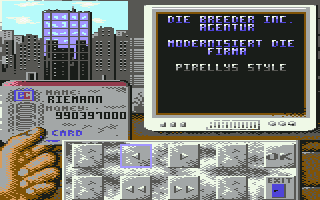 Inve$t (Commodore 64) screenshot: You can hire an agency to modernize a firm you own.