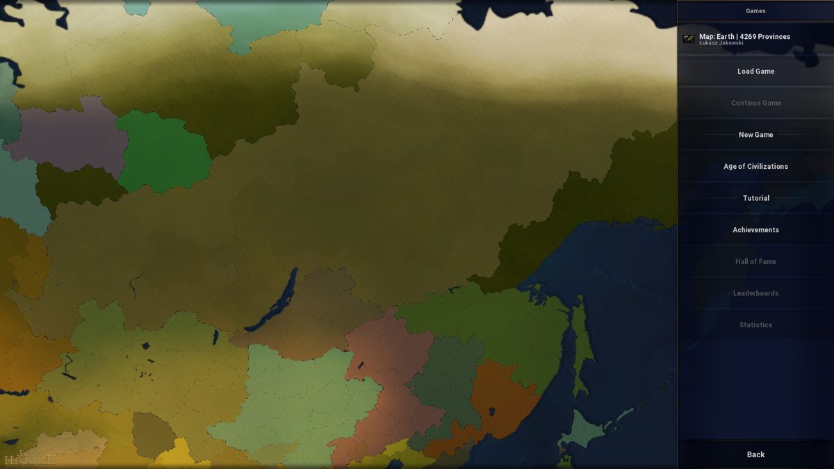Age of Civilizations II (Windows) screenshot: The Games Menu