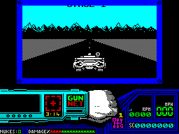 Techno Cop (ZX Spectrum) screenshot: The game starts here with a bit of driving