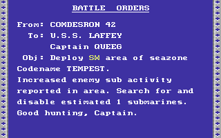 Destroyer (Commodore 64) screenshot: Your mission orders