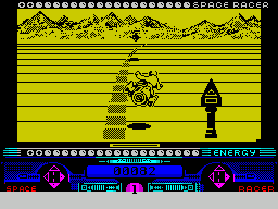Space Racer (ZX Spectrum) screenshot: Dramatic cornering animation
