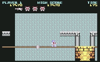 Bionic Commando (Commodore 64) screenshot: There's an electrical charge behind you