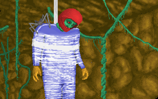 Drake Snake and the Secret Crypt (DOS) screenshot: Killed by a spider.