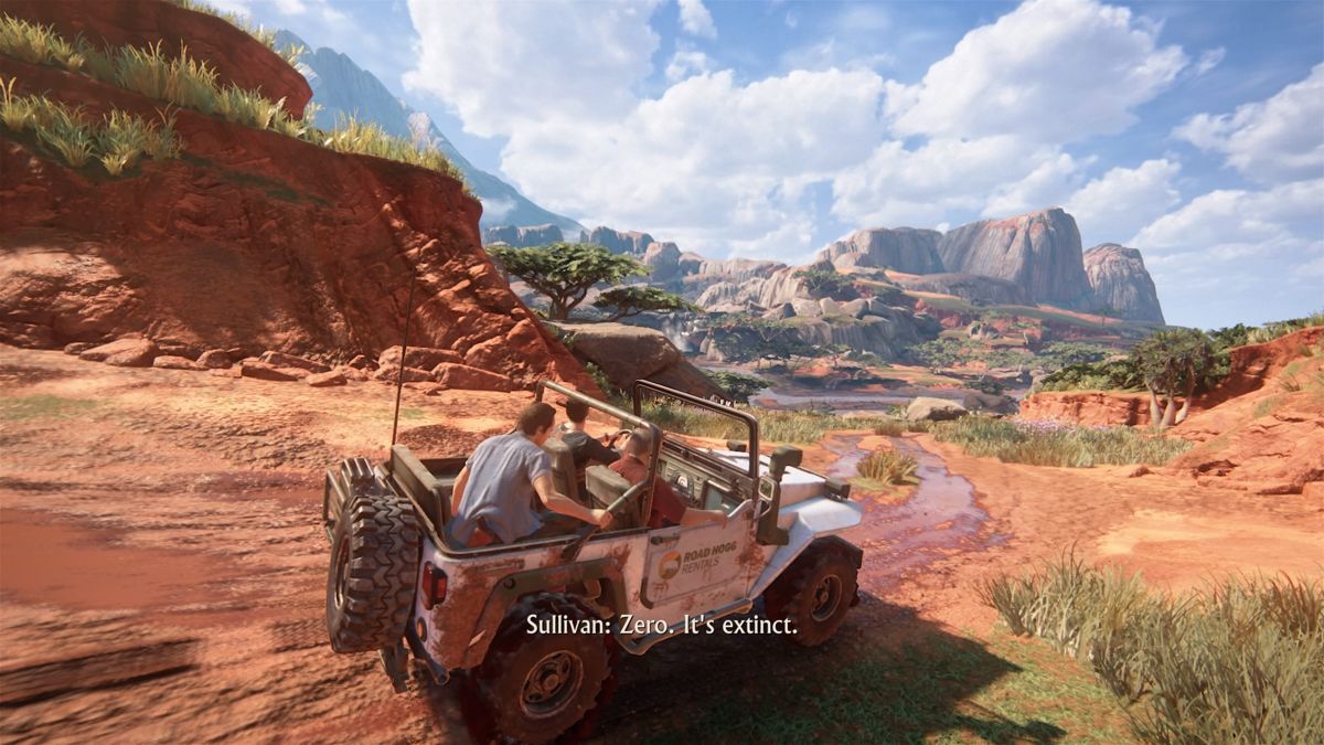 Uncharted 4: A Thief's End (PlayStation 4) screenshot: We've got a lot of ground to cover in Madagascar, so renting a 4x4 was necessary
