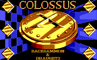 Colossus X Draughts (DOS) screenshot: There is a link between the Draughts and Backgammon games. Though they install to different folders they both share the same title screen<br>EGA version