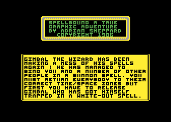 Spellbound (Atari 8-bit) screenshot: Opening story