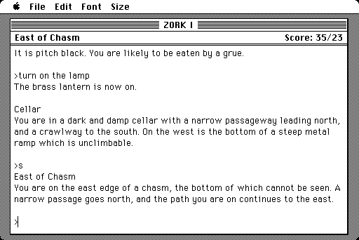 Zork: The Great Underground Empire (Macintosh) screenshot: East of Chasm