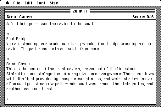 Zork II: The Wizard of Frobozz (Macintosh) screenshot: Great Cavern
