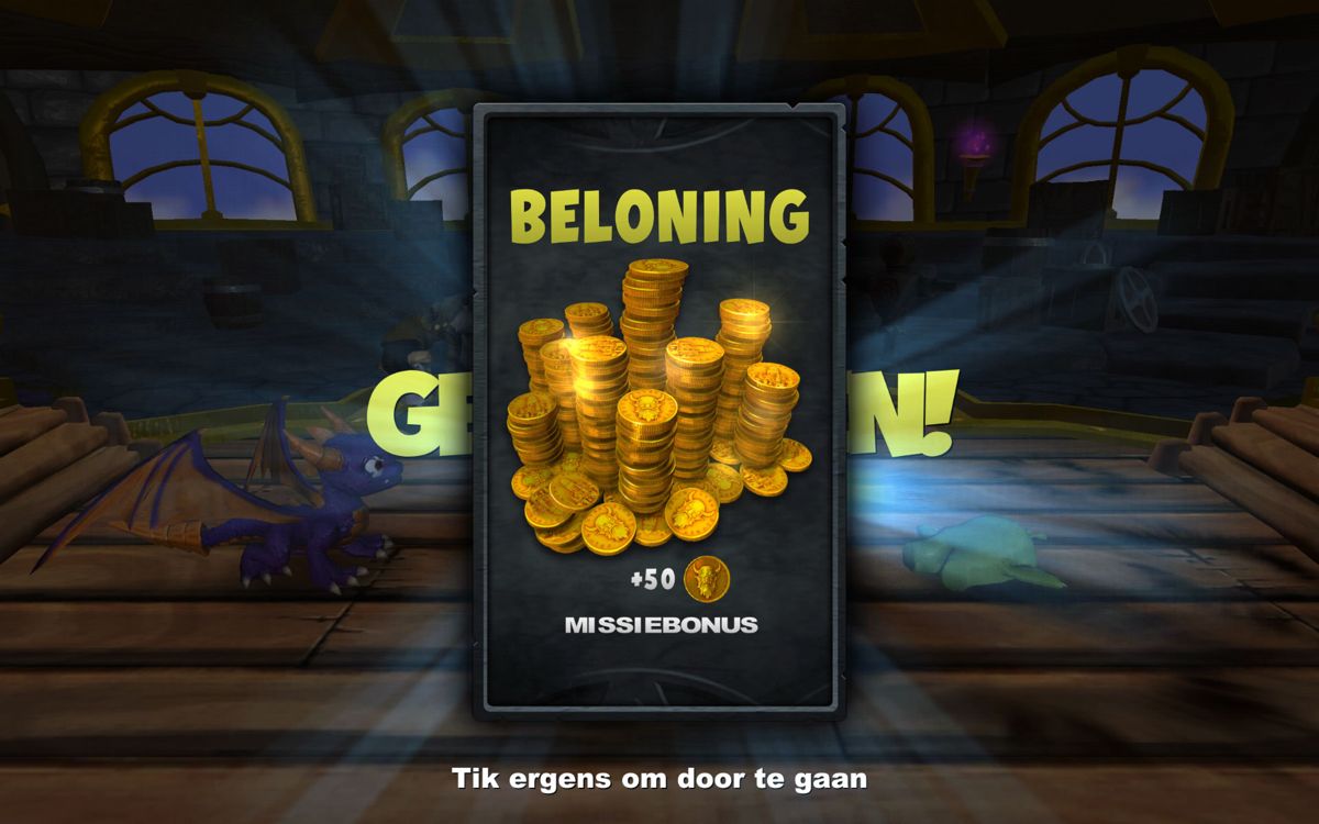 Skylanders: Battlecast (Android) screenshot: Reward after winning a fight (Dutch version)