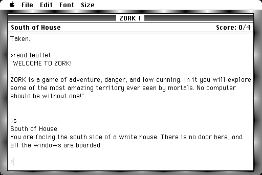 Zork: The Great Underground Empire (Macintosh) screenshot: South of House