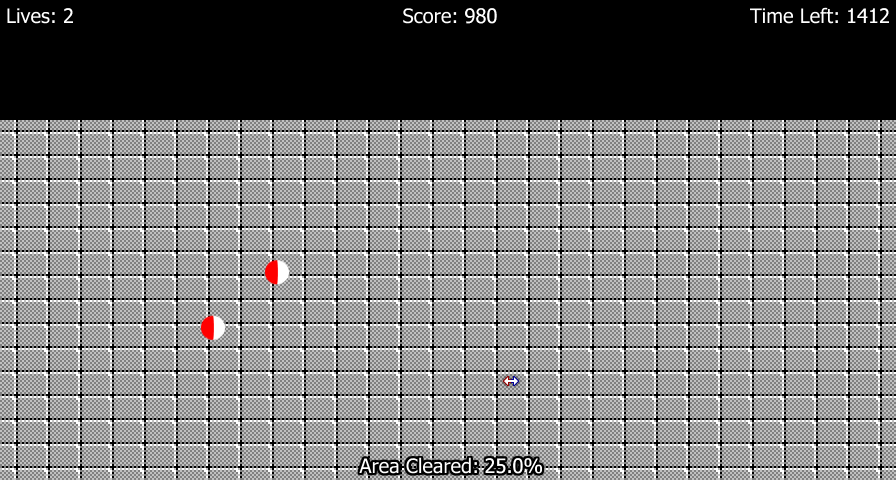 JezzBall Classic (Windows) screenshot: I have blocked off part of the screen (Demo)