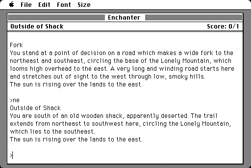 Enchanter (Macintosh) screenshot: Outside of Shack
