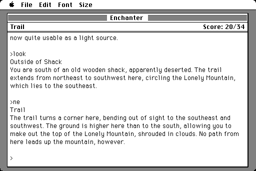 Enchanter (Macintosh) screenshot: Trail