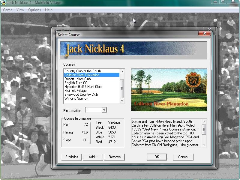 Jack Nicklaus 4 (Windows) screenshot: Available courses