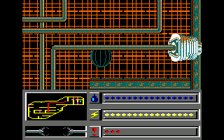 Rasterscan (Amstrad CPC) screenshot: Exploring the spaceship...