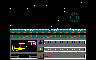 Rasterscan (Amstrad CPC) screenshot: Exploring outside the ship