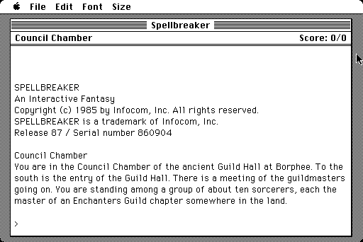 Spellbreaker (Macintosh) screenshot: Title