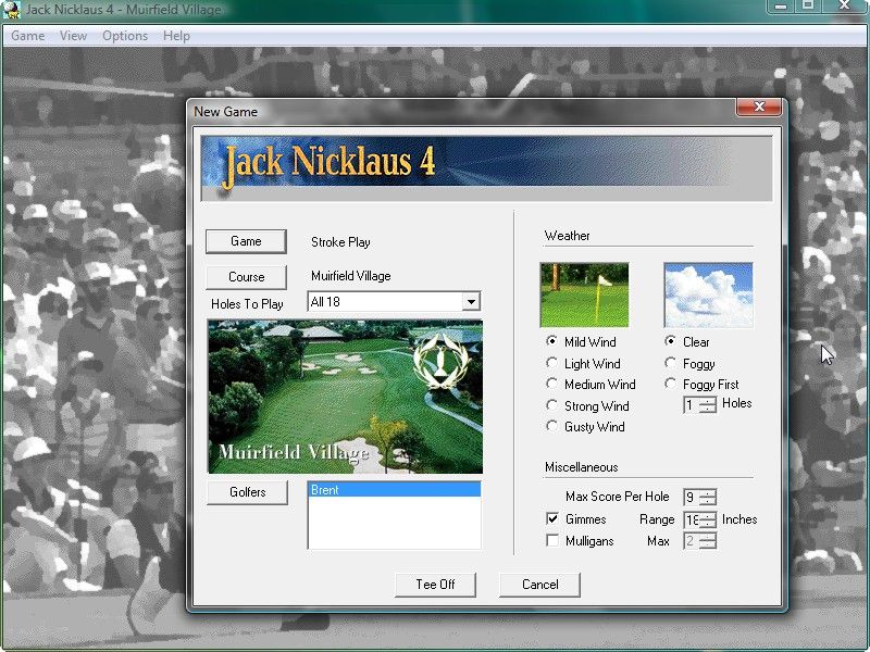 Jack Nicklaus 4 (Windows) screenshot: Main menu