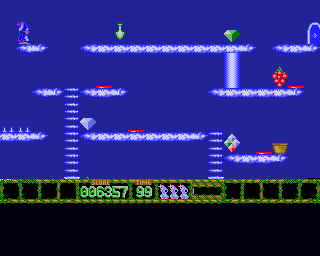 Black Magic (Amiga) screenshot: Level 2 starts in the clouds