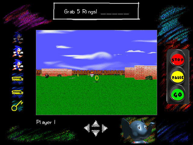 Sonic's Schoolhouse (Windows 3.x) screenshot: The ring hunt game