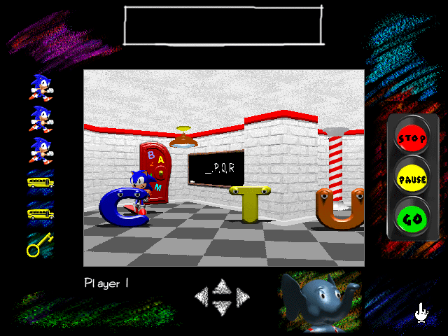 Sonic's Schoolhouse (Windows 3.x) screenshot: The spelling room