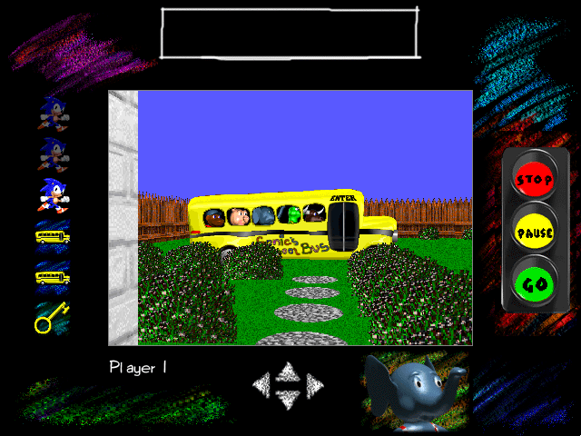 Sonic's Schoolhouse (Windows 3.x) screenshot: The school bus