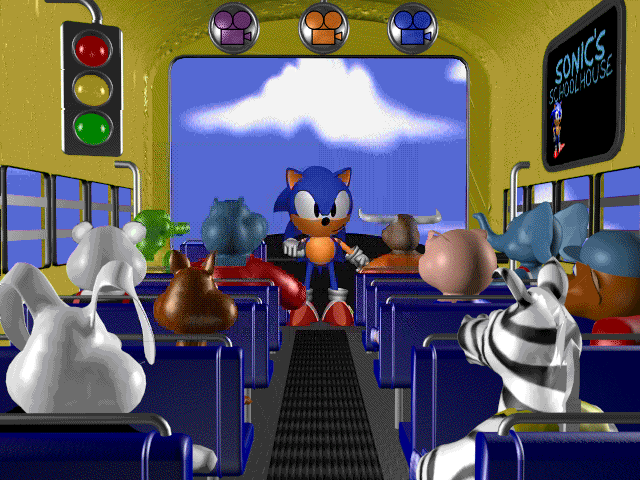 Sonic's Schoolhouse (Windows 3.x) screenshot: Aboard the bus