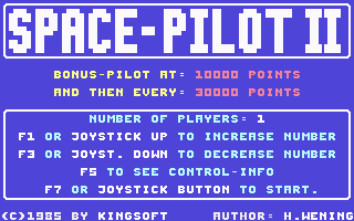 Space Pilot 2 (Commodore 64) screenshot: Main menu