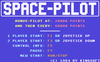 Space Pilot (Commodore 64) screenshot: Main Menu