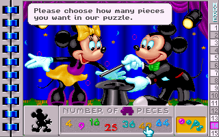 Mickey's Jigsaw Puzzles (DOS) screenshot: Select your puzzle size