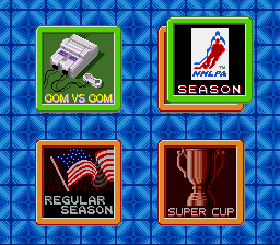 Pro Sport Hockey (SNES) screenshot: Options on the season screen